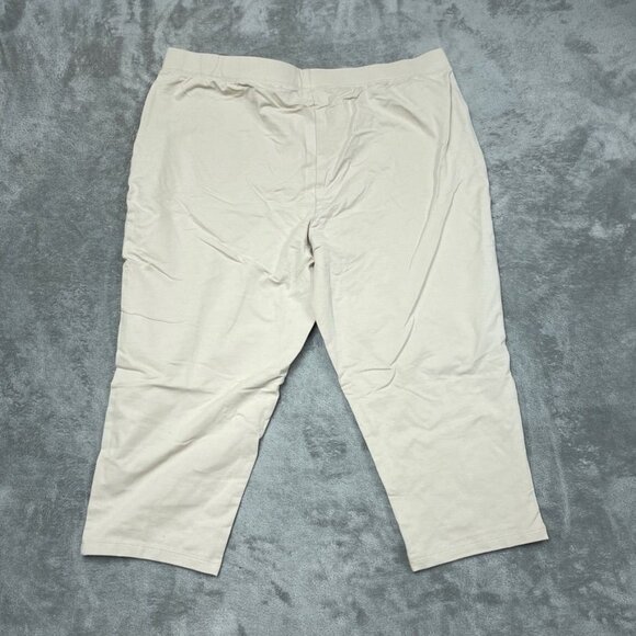 NEW *flaw* Beige Cropped Elastic Waist Womens Pants With Zipper Pockets a1513 - Picture 9 of 10